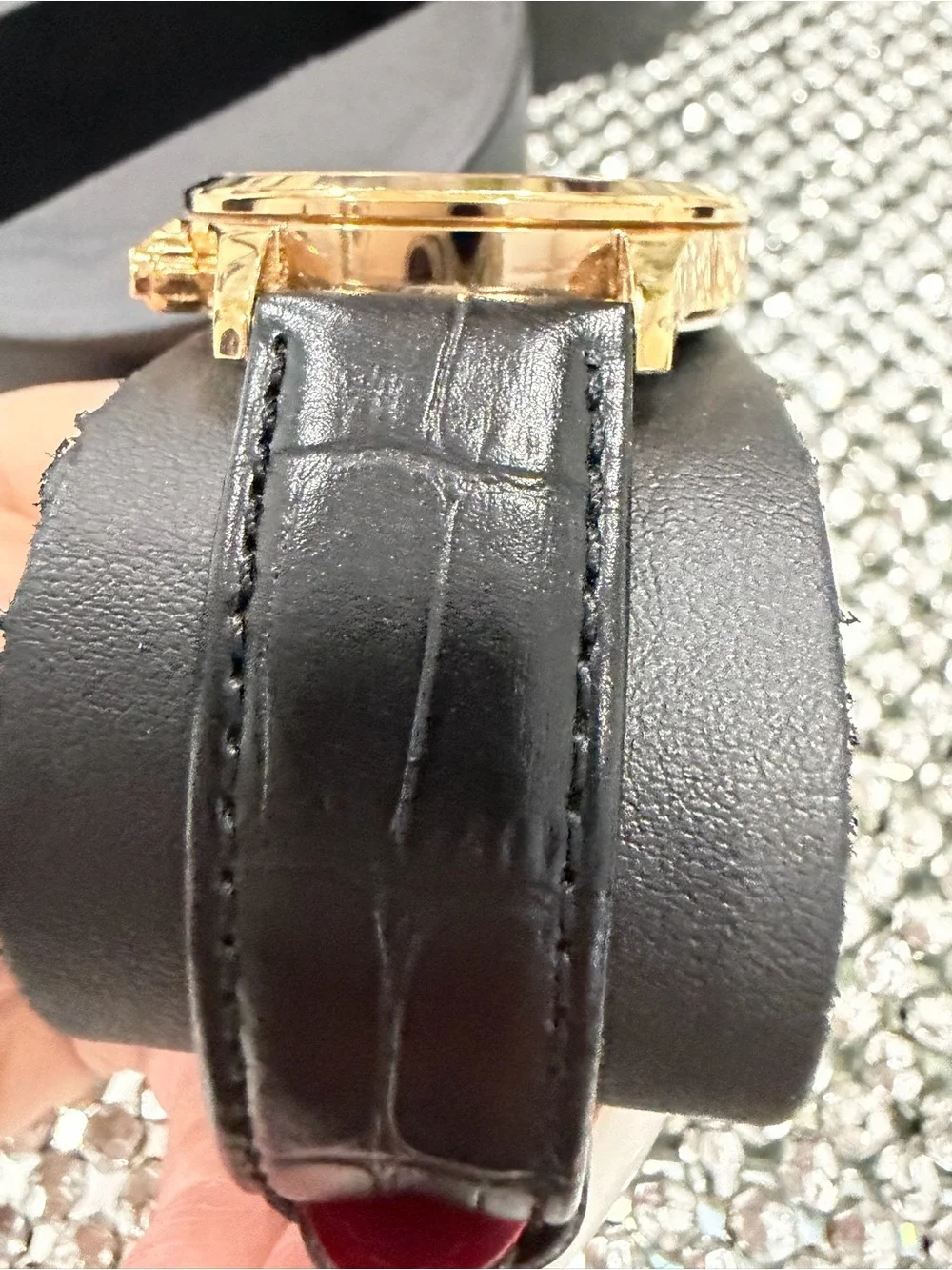 Citizen Men's Gold-Tone Case Watch with White Dial and Black Strap
